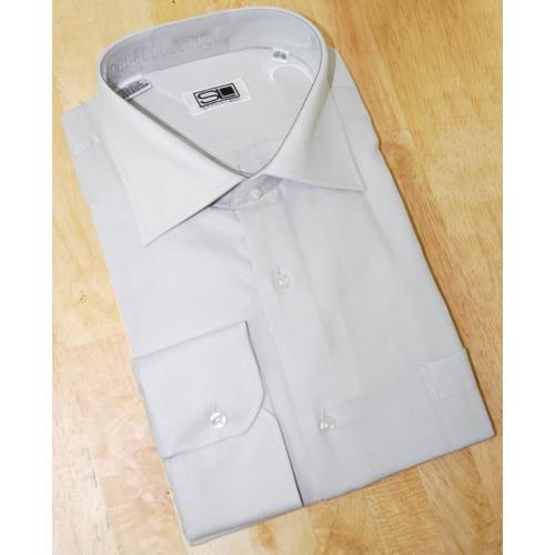 Steven Land Silver Grey Woven Convertible Cuffs 100% Cotton Shirt